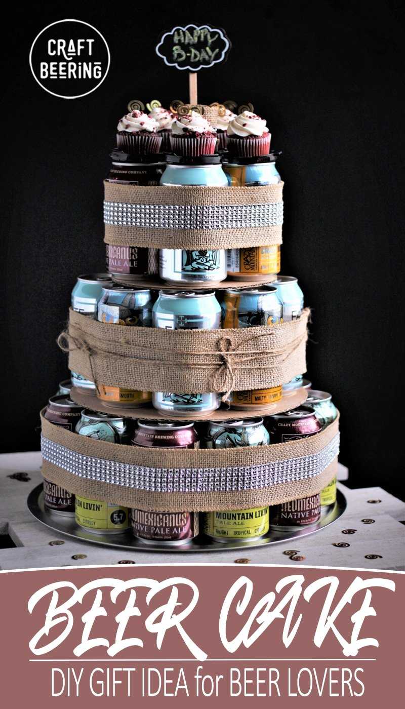 Craft beer can cake complete with cupcakes. #beercake #beercancake #craftbeercake